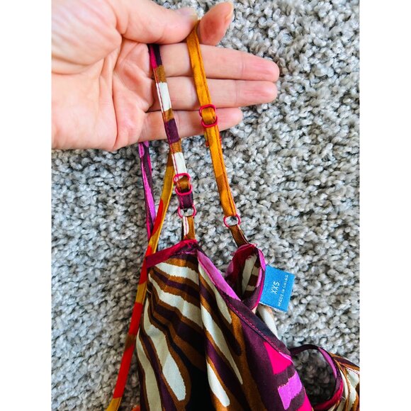 Farm Rio For Anthropologie Sz XXS Multicolor Patchwork Slip Dress Boho Chic Midi - Picture 5 of 14